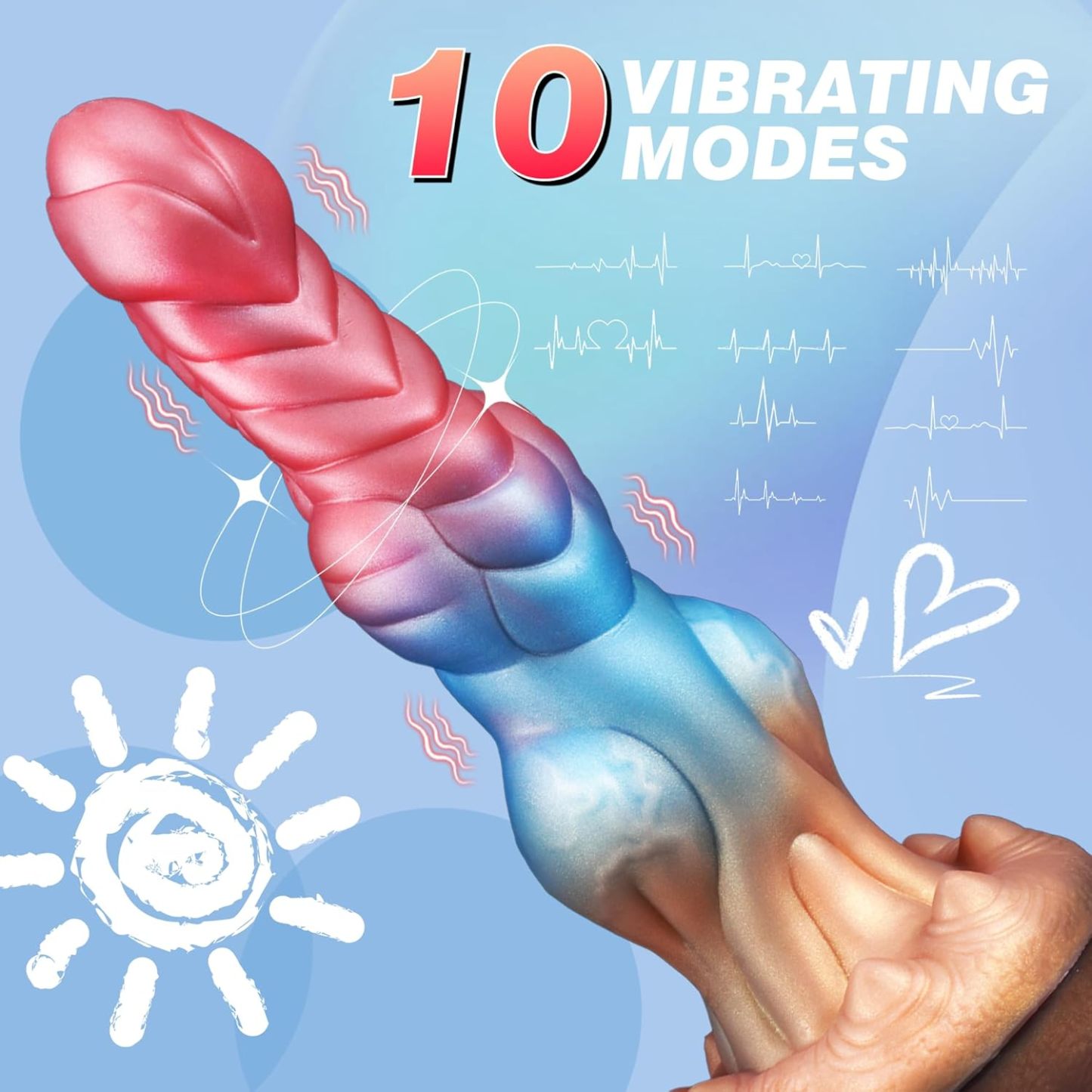 9.6 inch thrust dildo monster dildo fantasy dragon dildo, huge dildo thick dildo big horse dildo, 4 in 1 vibrating knot dildo animal dog dildo alien wolf artificial strap on heated, adult toys