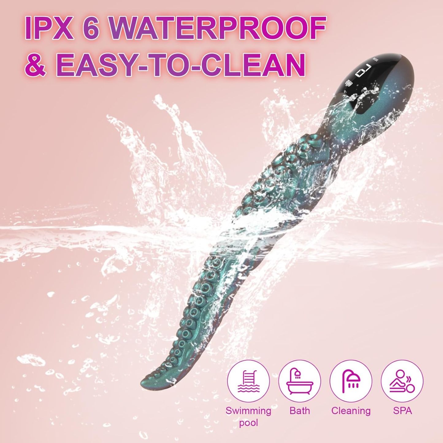 18cm Thrusting Dildo Vibrator Sex Toys - Monster Dildo Vibrator with Octopus Texture & 9 Vibration Modes & LED Display, BDSM Sex Machine for G Spot & Vagina & Anal Stimulation, Silicone Adult Toys, Prostate Massager Butt Plug, Quiet & Portable & Waterproo