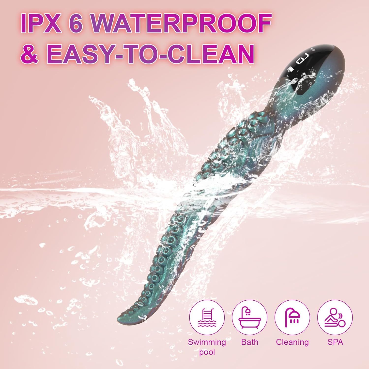 18cm Thrusting Dildo Vibrator Sex Toys - Monster Dildo Vibrator with Octopus Texture & 9 Vibration Modes & LED Display, BDSM Sex Machine for G Spot & Vagina & Anal Stimulation, Silicone Adult Toys, Prostate Massager Butt Plug, Quiet & Portable & Waterproo