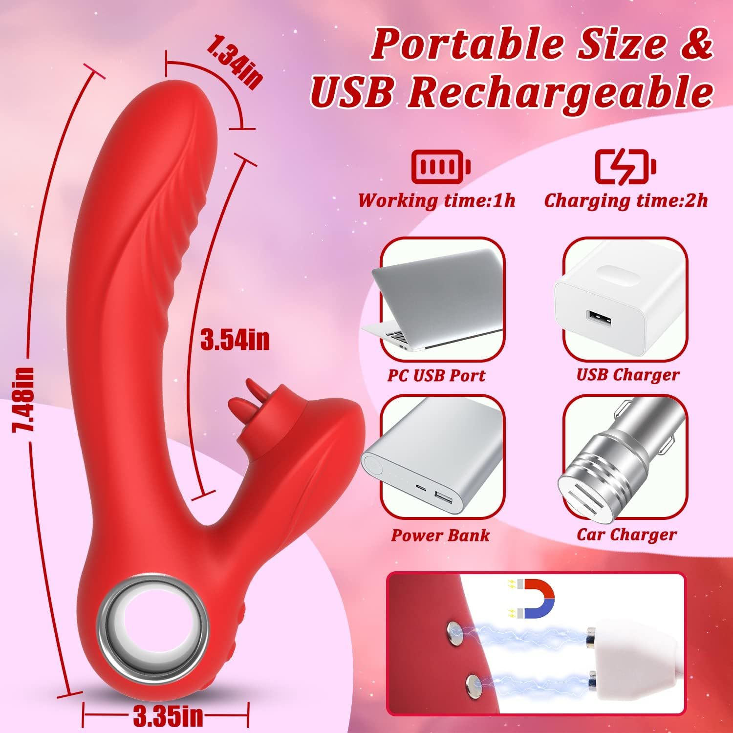 rabbit vibrator sex toy, rabbit dildo vibrator tongue toy for women, 10 vibration and 5 tongue licking and heating modes vibrating massager, personal wand pleasure, adult sex toys for women