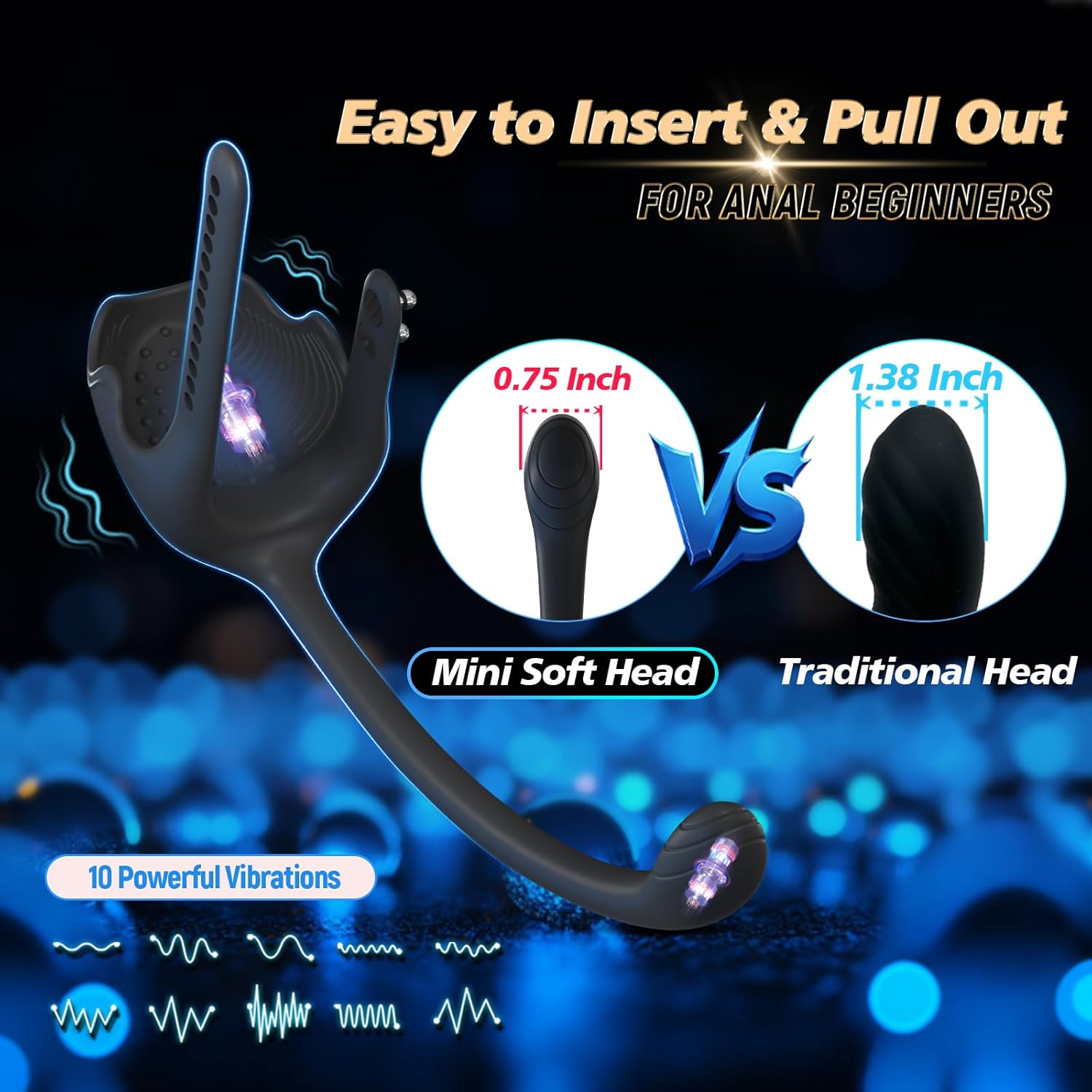 Anal Sex Toy Testicle Taint Stimulator with Adjustable Vibrating Cock Ring, Remote Control Vibrating Anal Butt Plug, Prostate Massager Penis Ring Vibrator for Men  Couples Male Adult Sex Toys