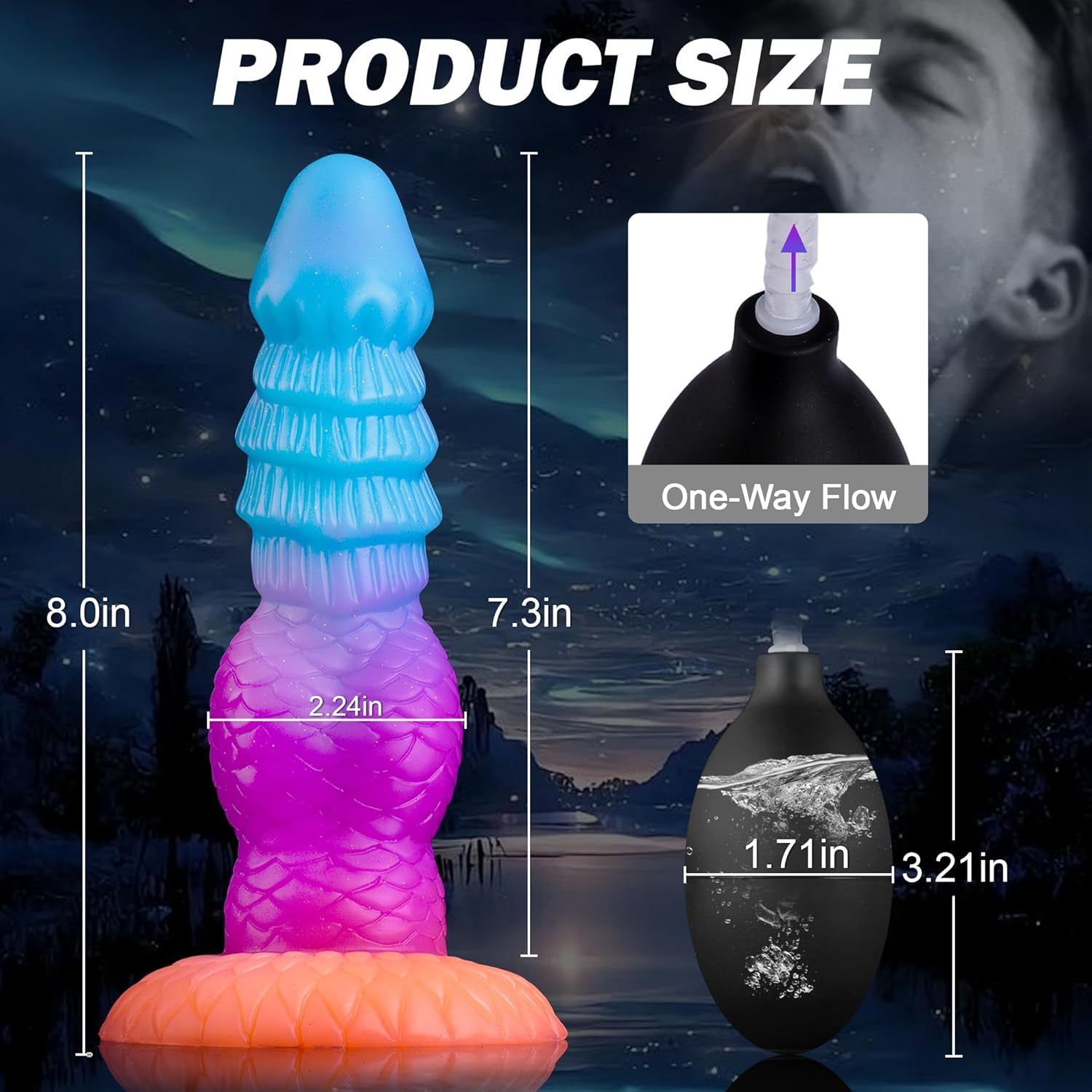 8 Inch Fantasy Squirting Dildo Ribbed Monster Cum Toy with Large Knot, Thick Squirting Dragon Dildo with Suction Cup for Play, Adult Sex Toys for Women Men Glow in the Dark