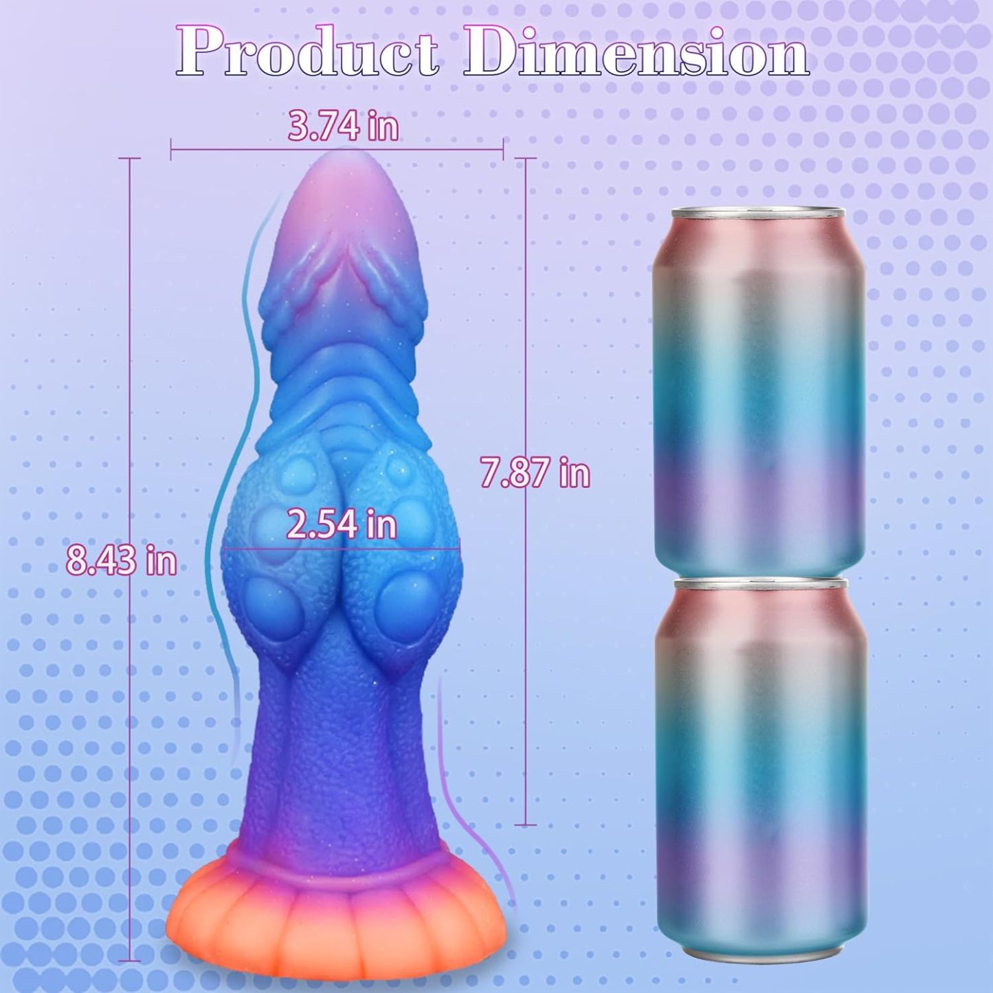 Knot Dildo, 8.4 Inch Huge Alien Monster Dildo, Glow in the Dark Sex Toy with Strong Suction Cup for Hands Free Play, Big Dragon Fantasy Toy Glows in the Dark, Thick Silicone Adult Plug for Women Men