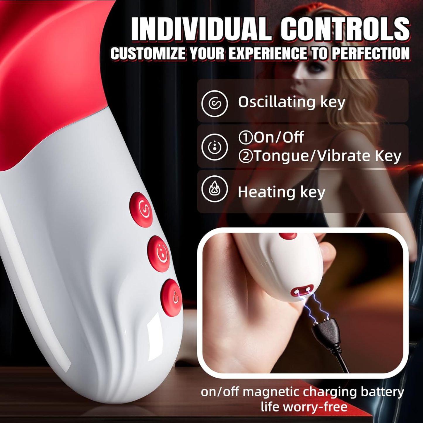G Spot Vibrator Womens Sex Toy - 5 in 1 Rose Sex Toy Dildo with 5 Rhythmic Swings and 10 Tongue Vibrator Heating Mode for Clitoral Vaginal Anal, Female Sexual Pleasure Tools Adult Toys for Men Couple