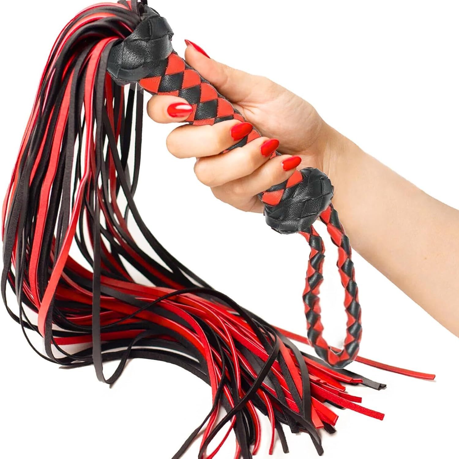 Sex BDSM Whips, BDSM Flogger Whip, 23 in Faux Leather BDSM Whip, Bondage Whip Toys for Women Adult Couples