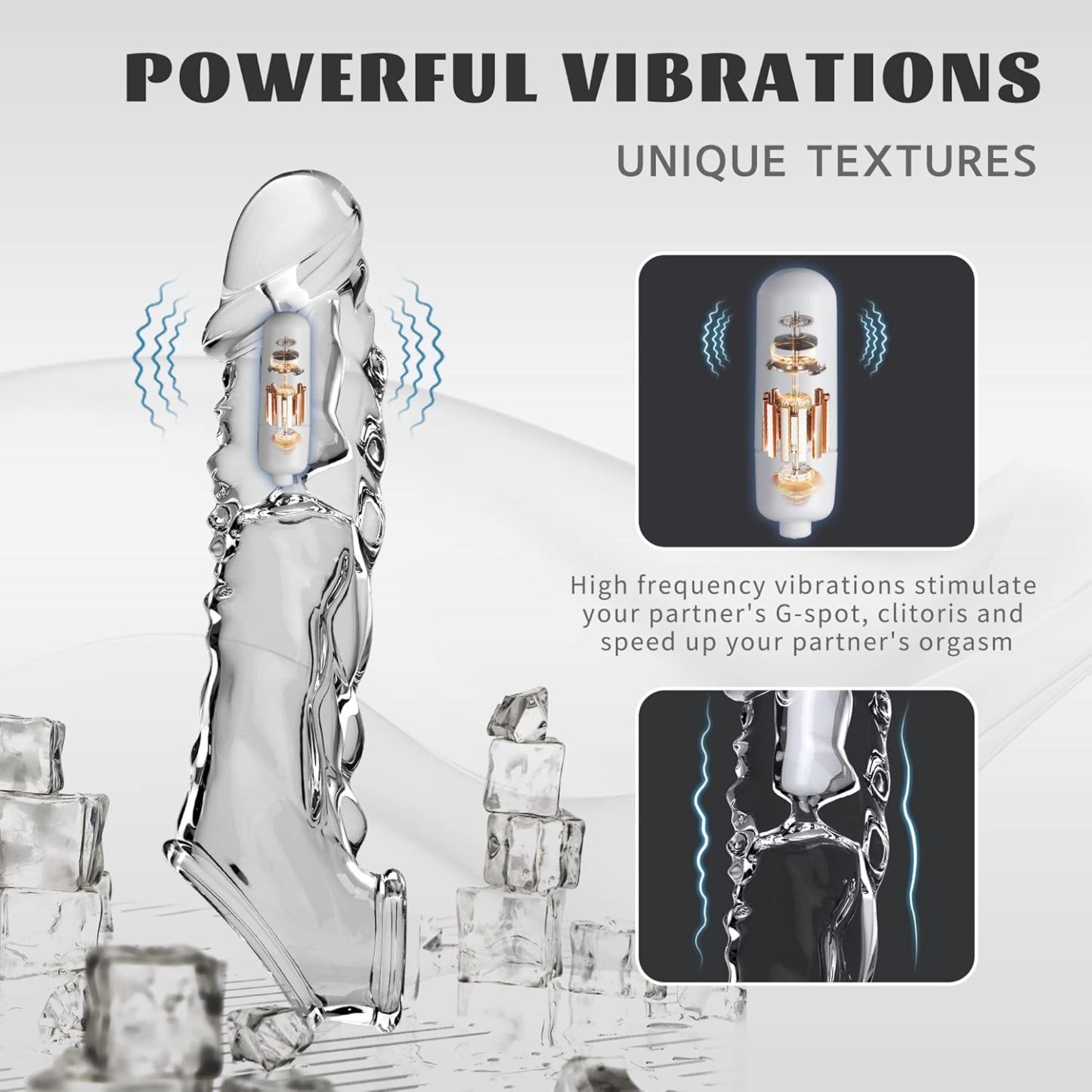 Reusable Penis Sleeve with Vibrator Penis Ring,3.6 inch Clear Penis Sleeve Cock Ring Extender Ultra-Soft Penis Enlarger for Couples Vibrating Dildo for Cock Enlarger Sex Toys for Men(Size: 8.6 Inch overall length 3.6 Inch lengthening)