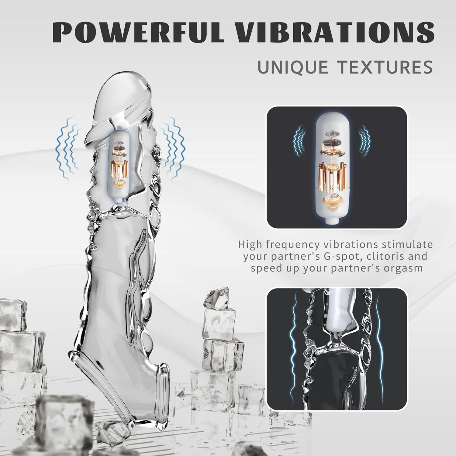 Reusable Penis Sleeve with Vibrator Penis Ring,3.6 inch Clear Penis Sleeve Cock Ring Extender Ultra-Soft Penis Enlarger for Couples Vibrating Dildo for Cock Enlarger Sex Toys for Men(Size: 8.6 Inch overall length 3.6 Inch lengthening)