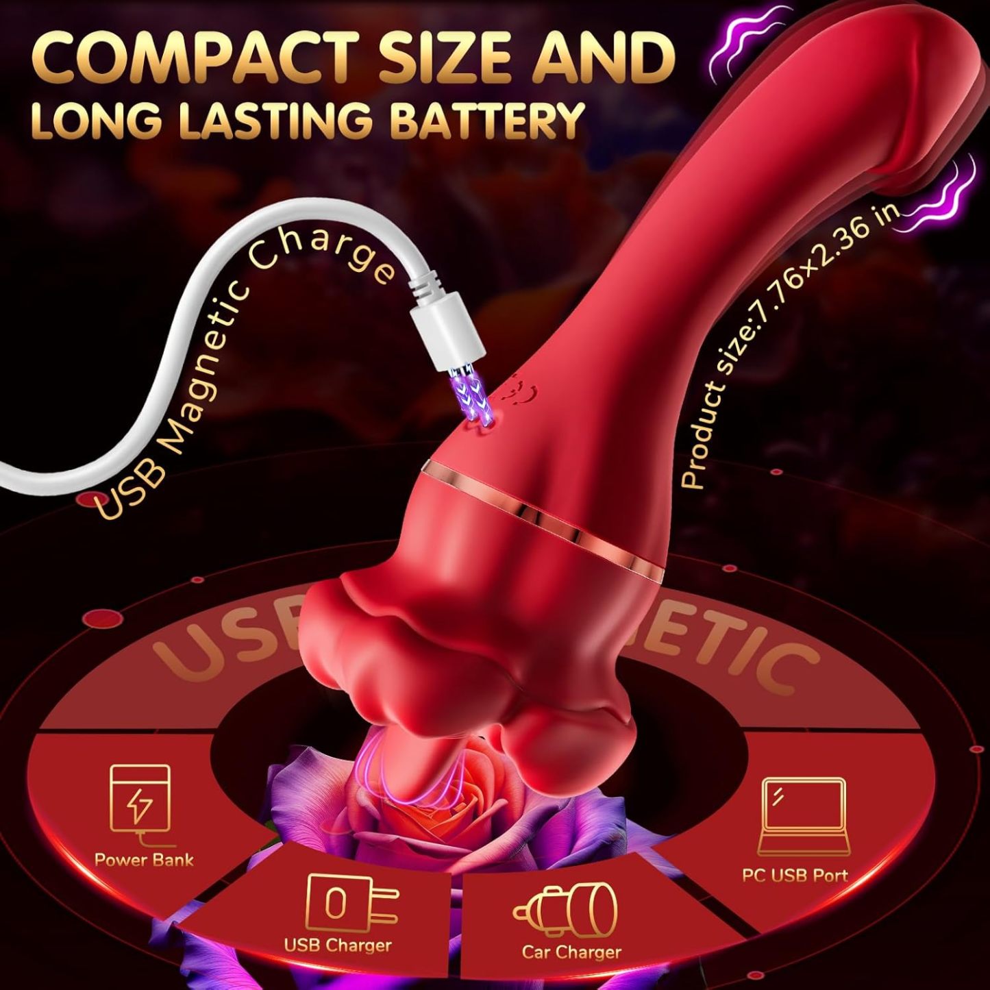 Vibrator Dildo Sex Toys for Women - Rose Sex Toy Clitoral Vibrators with 10 Tongue Licking & 10 Vibration Modes Clit G Spot Anal Vagina Nipple Female Sex Toys, Adult Toy Couples Sex Toys for Women
