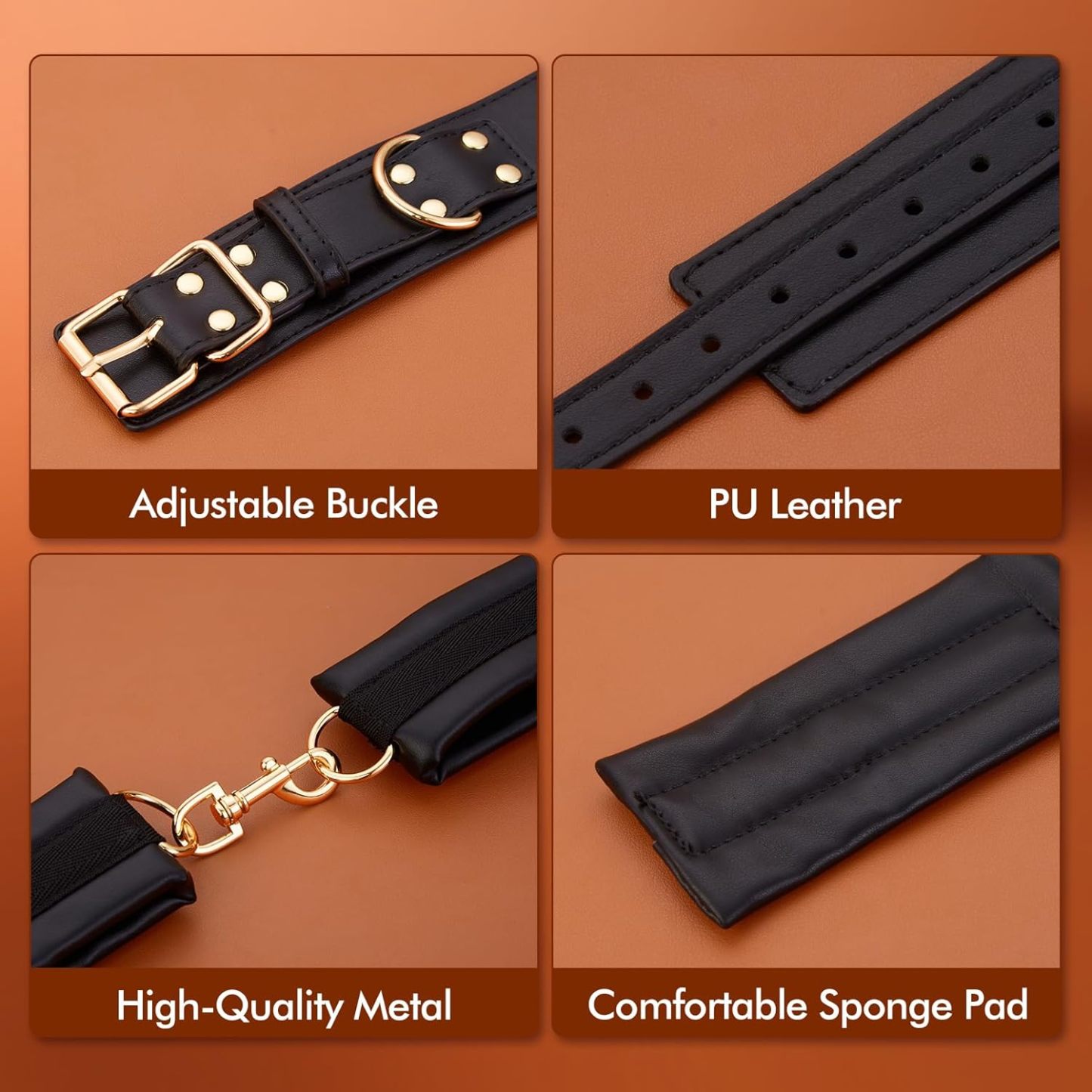 Sex Bondage BDSM Kit Restraints - UTIMI Adult Sex Toys for Couples Neck to Wrist SM Gear & Accessories Game 7PCS Sets with Adjustable Handcuffs Ankle Thigh Cuff Cross Waist Strap Traction Chain Collar