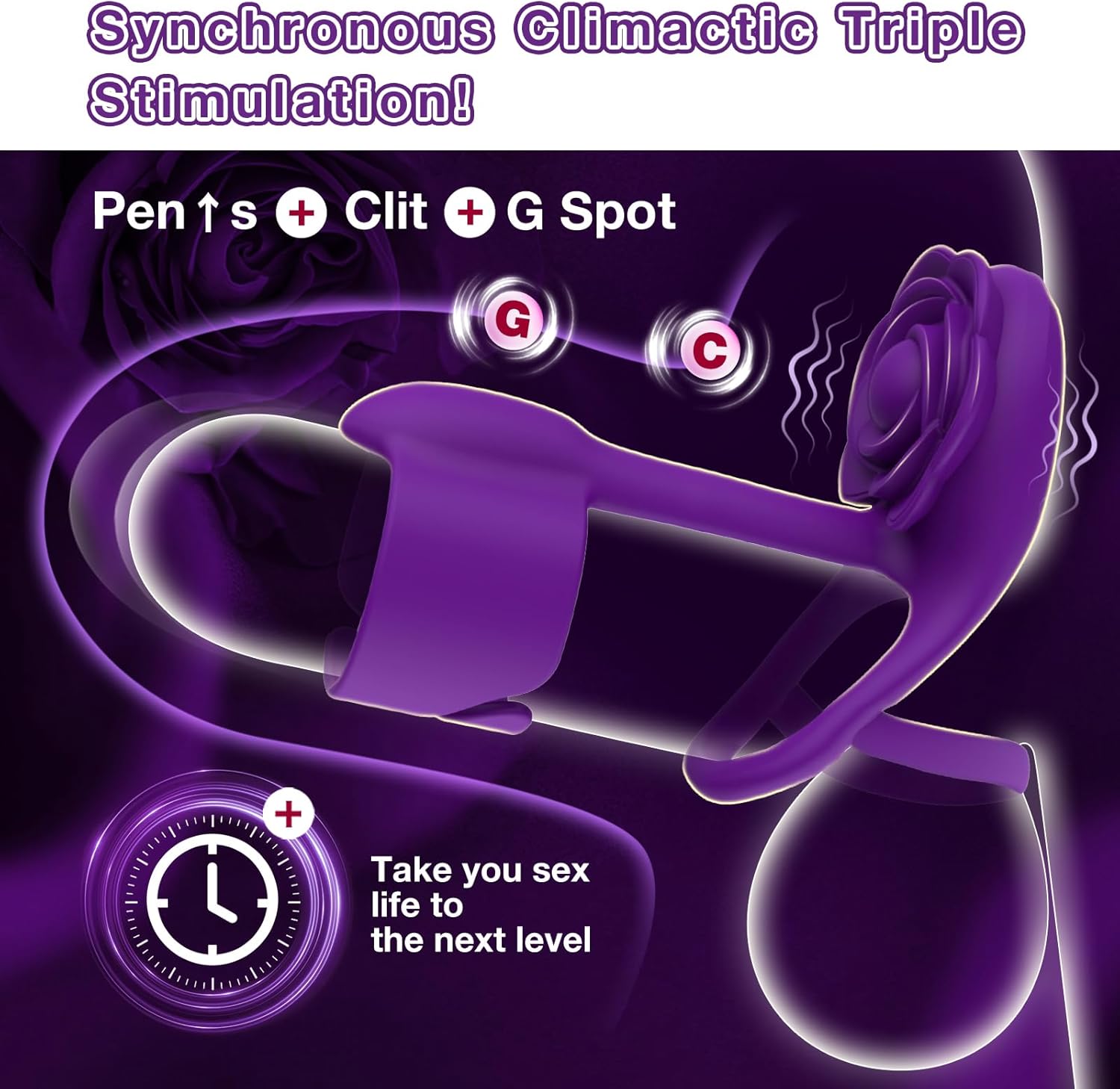 Vibrating Cock Ring Sex Toys for Couples - RIDMII 3 in 1 Vibrating Penis Ring with 10 Vibration, Rose Shaped Female Clitoral Stimulator Vibrators with Remote