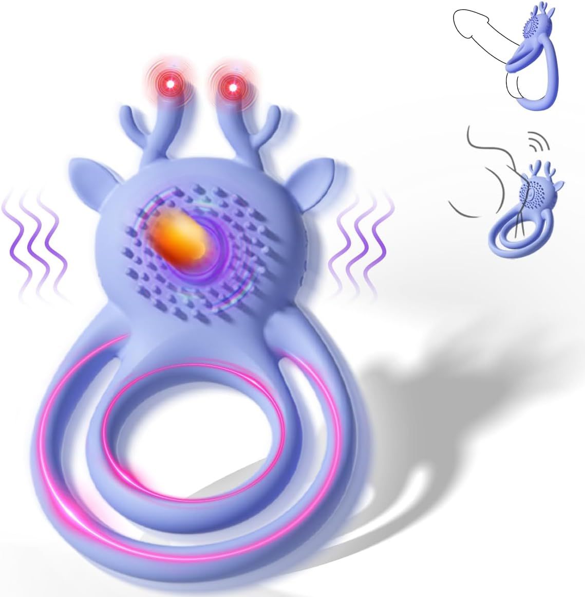 Moose Vibrating Cock Ring for Men Silicone Penis Ring Vibrator Couples Adult Sex Toys with 7 Vibration Patterns Extra Studded IPX6 Waterproof Toys for Couples Adult Pleasure
