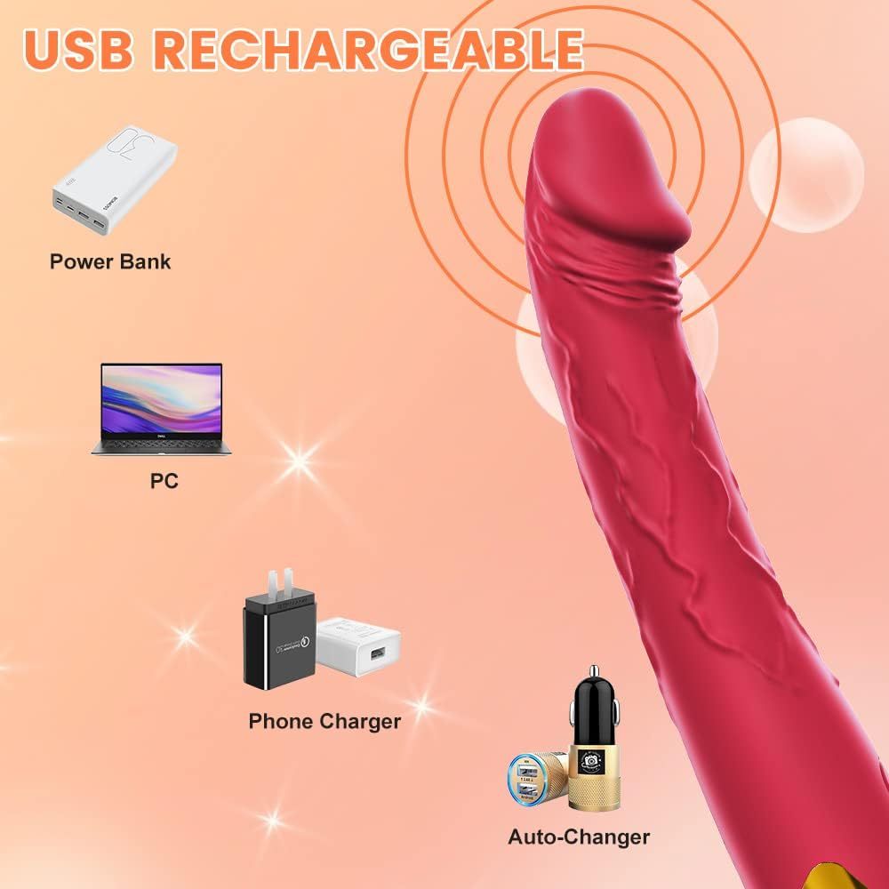 7.6 Inch Realistic Dildo Vibrator for Women,10 Powerful Vibration Modes for Clitoral and G-spot Stimulation, Waterproof Rose Adult Sex Toys for Women and Couples