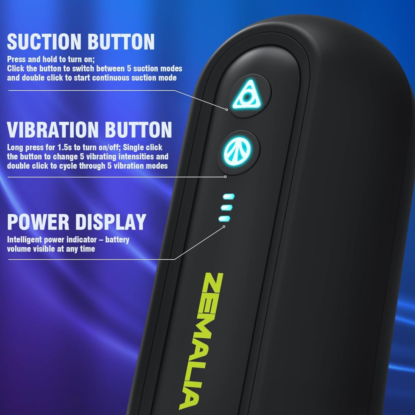 Male Masturbators Sex Toys for Men - ZEMALIA Male Adult Toys with 5 Vibration & 5 Suction, Mens Vibrator Hands Free Pocket Pussy Penis Pump with 3D Textured Sleeve, Male Strokers Blowjob Sex Machine
