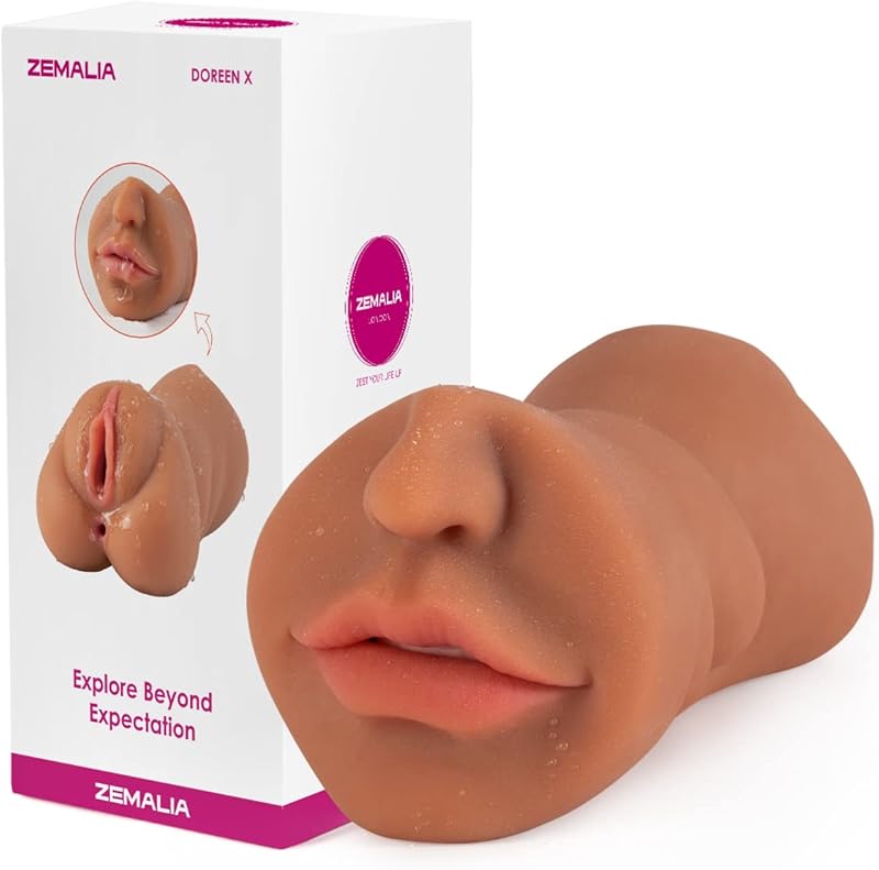 ZEMALIA 3 in 1 Male Masturbator Adult Sex Toys, 3D Textured with Sexy Mouth Realistic Vagina Tight Anus, Mens Stroker Sex Doll for Man Masturbation