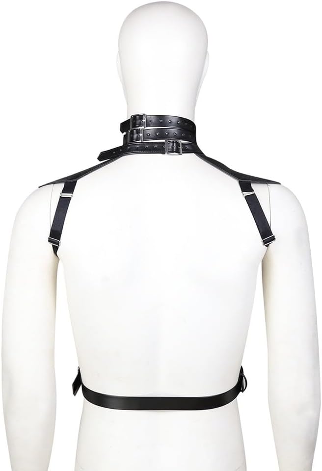 Men's Chest Harness Adjustable Gothic Punk Bondage Belt with Rivets BDSM SM Gear (Gay and Male) Club Wear