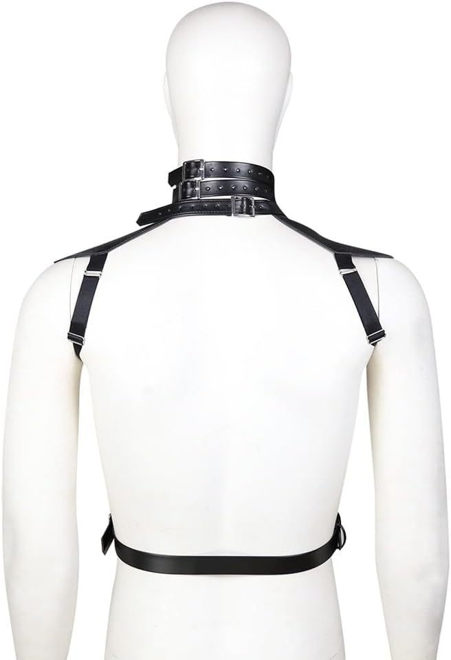 Men's Chest Harness Adjustable Gothic Punk Bondage Belt with Rivets BDSM SM Gear (Gay and Male) Club Wear