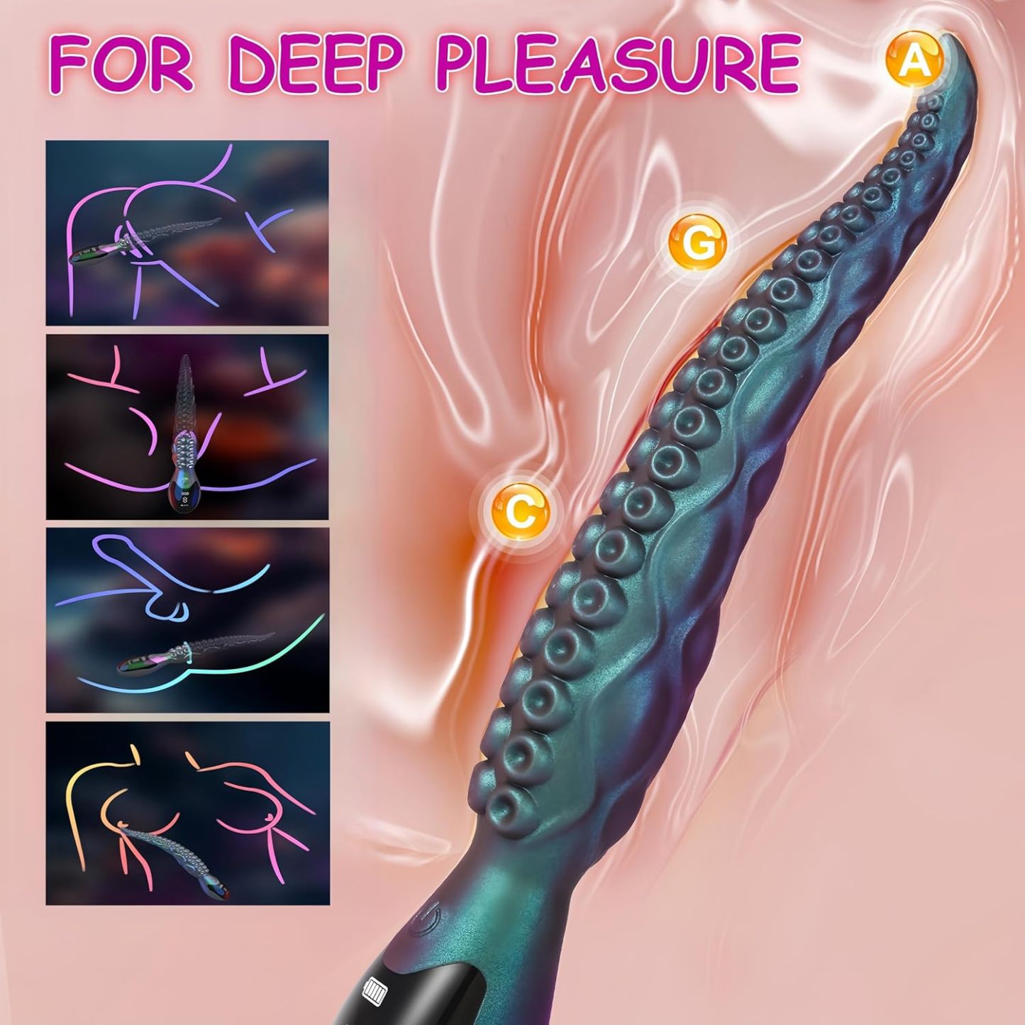 18cm Thrusting Dildo Vibrator Sex Toys - Monster Dildo Vibrator with Octopus Texture & 9 Vibration Modes & LED Display, BDSM Sex Machine for G Spot & Vagina & Anal Stimulation, Silicone Adult Toys, Prostate Massager Butt Plug, Quiet & Portable & Waterproo