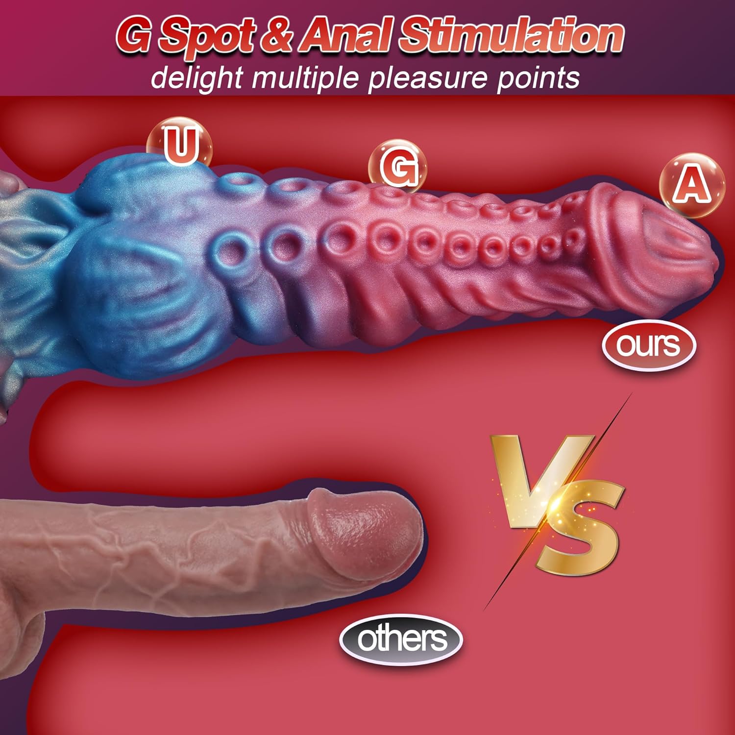 9.75 Inch Huge Fantasy Monster Tentacle Dildo, Big Dragon Horse Thick Knot Giant Big Dog Alien Silicone Knotted Dildo with Suction Cup, Adult Prostate Sex Toy for G-spot Men Women
