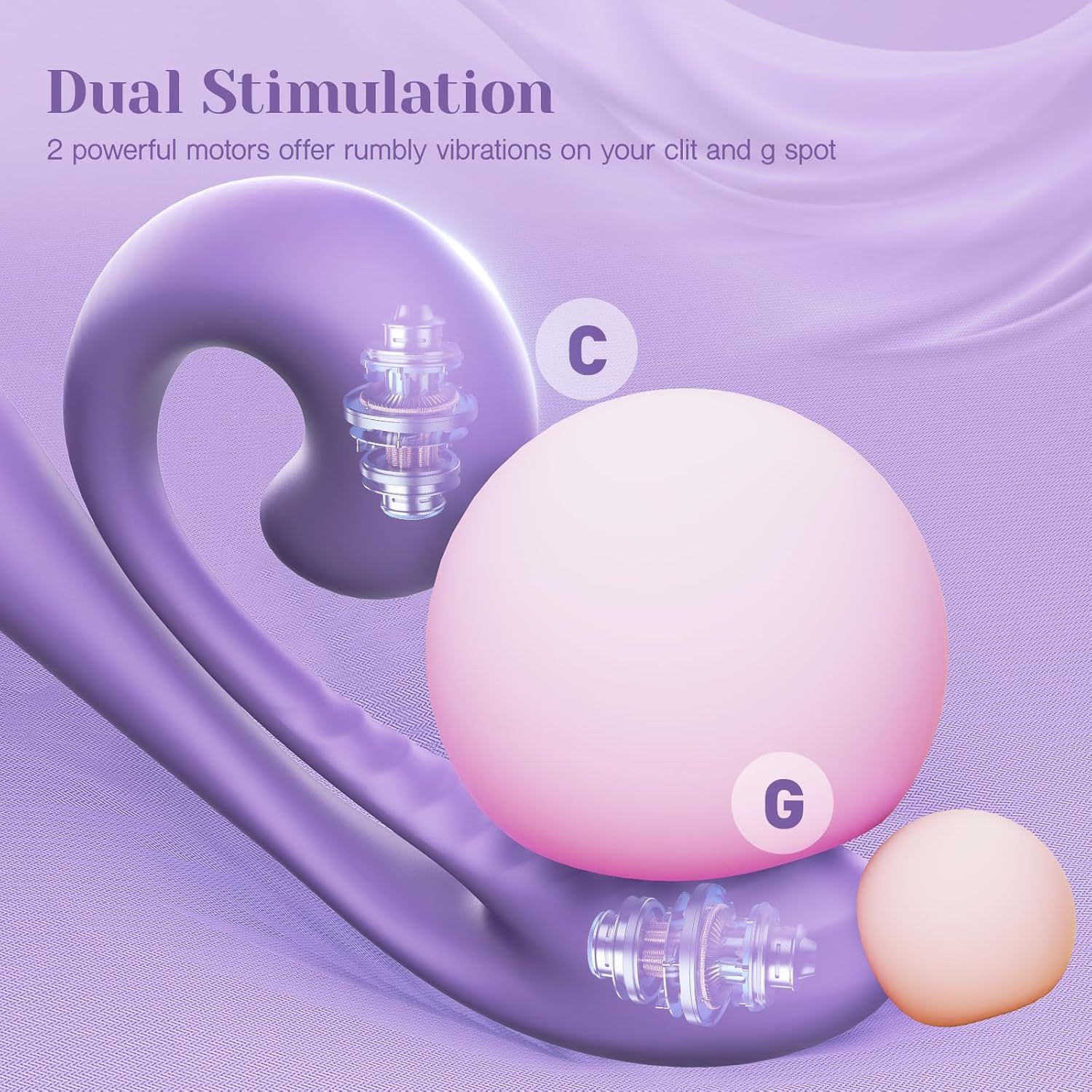 Citoral Kissing G-spot Rabbit Vibrator, Adult Toy, Dual Stimulation, 10 Vibrations, Flexible Sex Toy, Dual Motors, Full Silicone Vibrating Dildo Massager