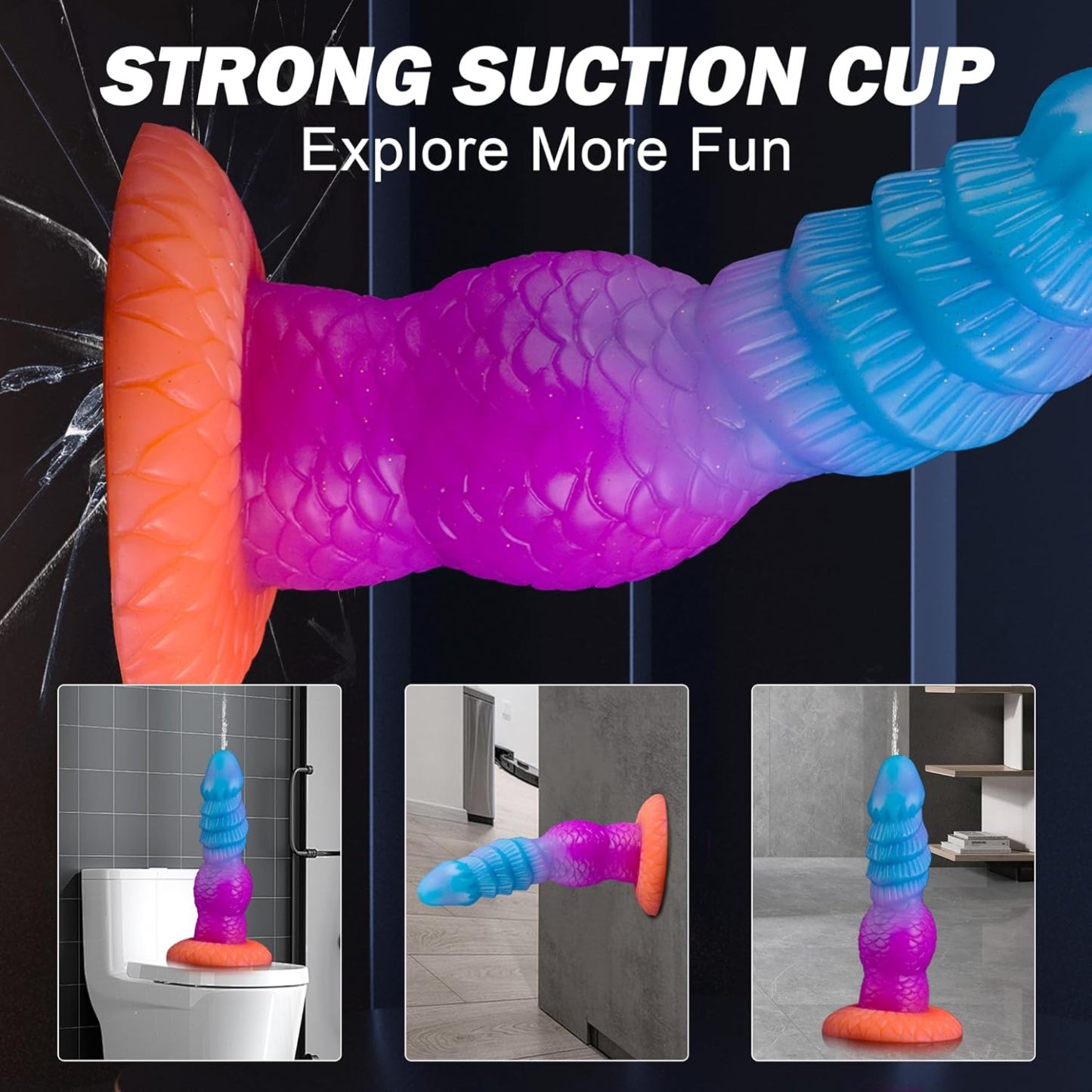 8 Inch Fantasy Squirting Dildo Ribbed Monster Cum Toy with Large Knot, Thick Squirting Dragon Dildo with Suction Cup for Play, Adult Sex Toys for Women Men Glow in the Dark