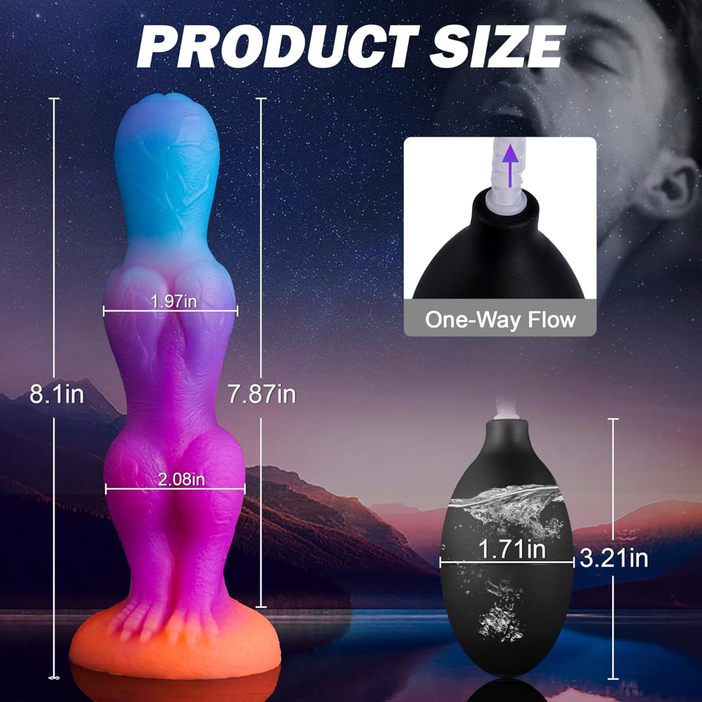 8 Inch Beginner Ejaculation Toy, Cumming Knotted Dildo with Strong Suction Cup for Hands-Free Play, Glow-in-the-Dark Adult Toy for Female G-spot and Prostate