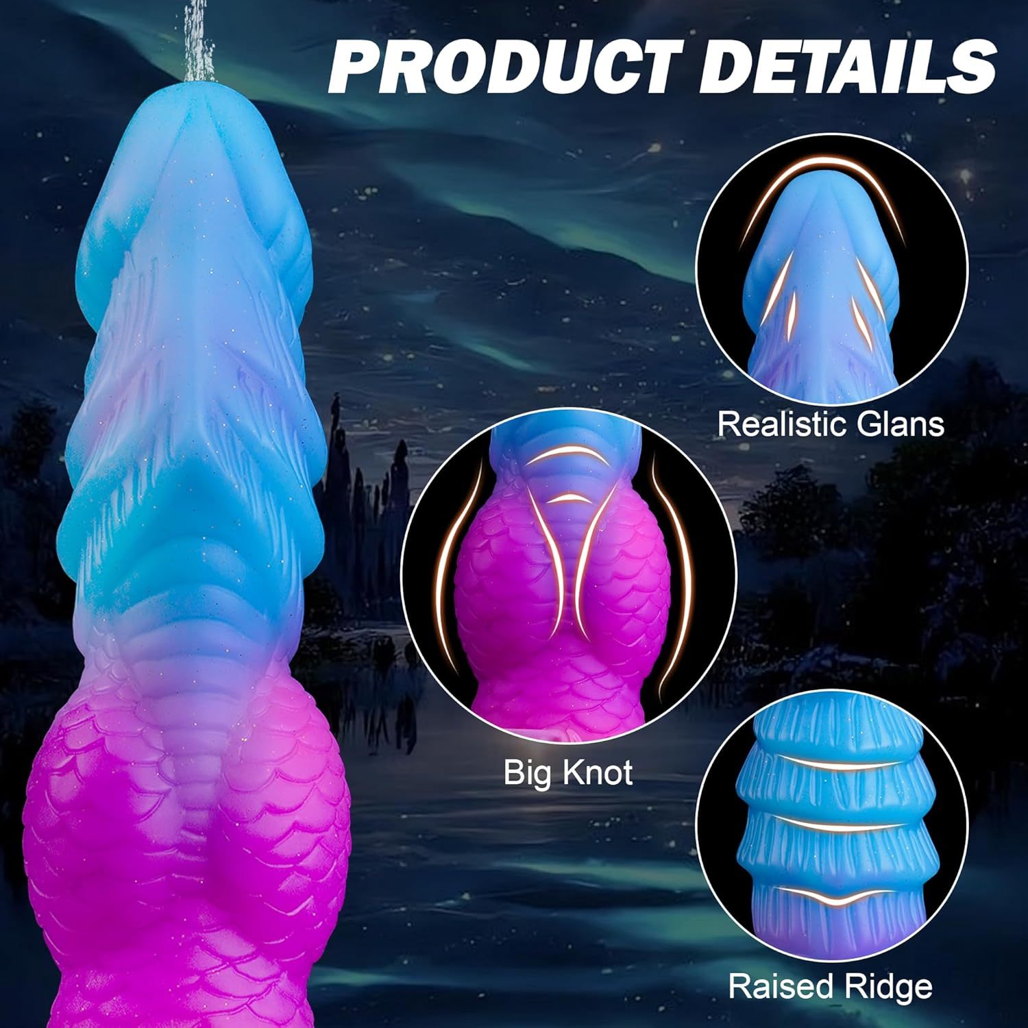 8 Inch Fantasy Squirting Dildo Ribbed Monster Cum Toy with Large Knot, Thick Squirting Dragon Dildo with Suction Cup for Play, Adult Sex Toys for Women Men Glow in the Dark