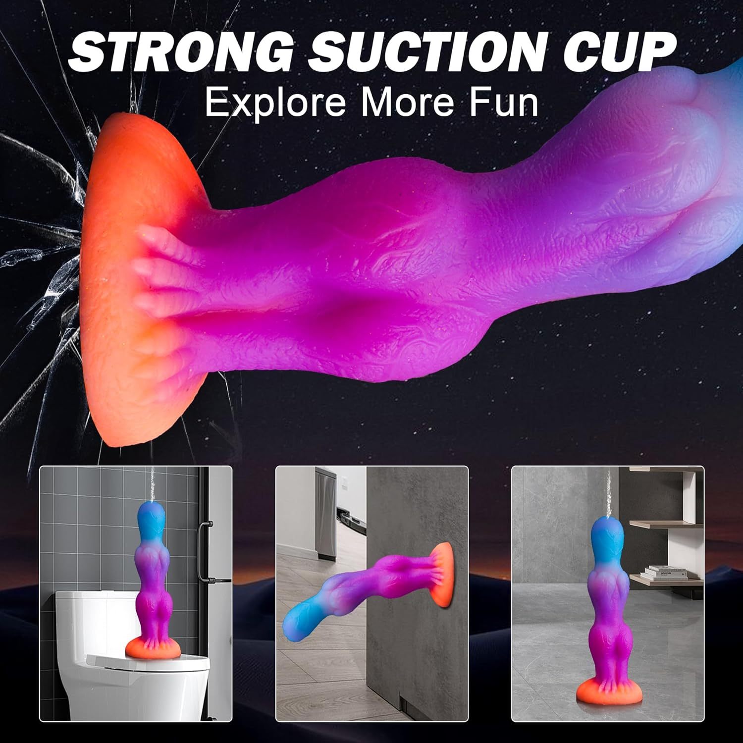8 Inch Beginner Ejaculation Toy, Cumming Knotted Dildo with Strong Suction Cup for Hands-Free Play, Glow-in-the-Dark Adult Toy for Female G-spot and Prostate