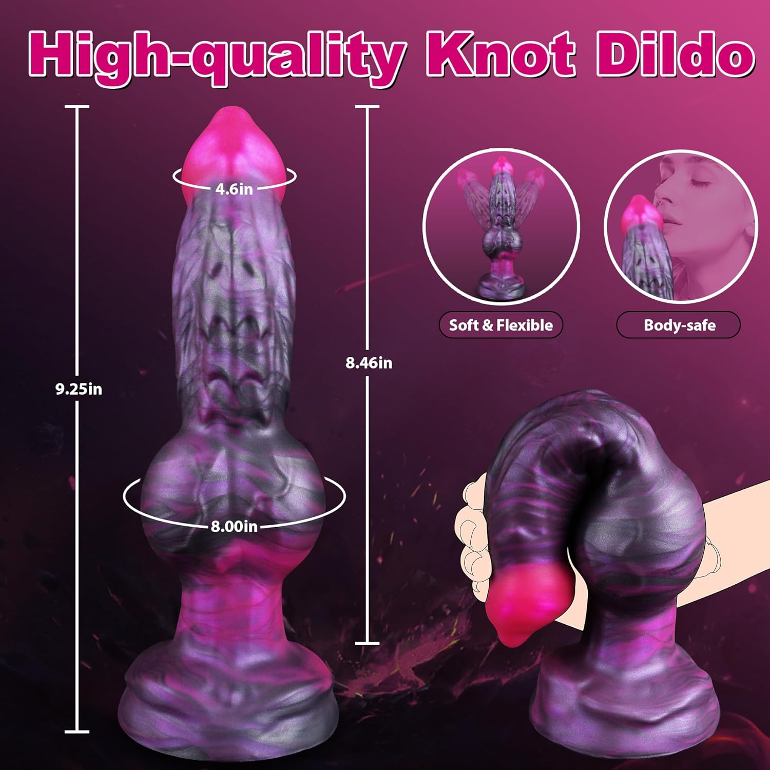 Knot Dildo, 9 Inch Huge Monster Horse Knot Wolf Thick Silicone Dragon Alien Animal Dildo with Suction Cup, Large Butt Plug Adult Sex Toys for Men and Women