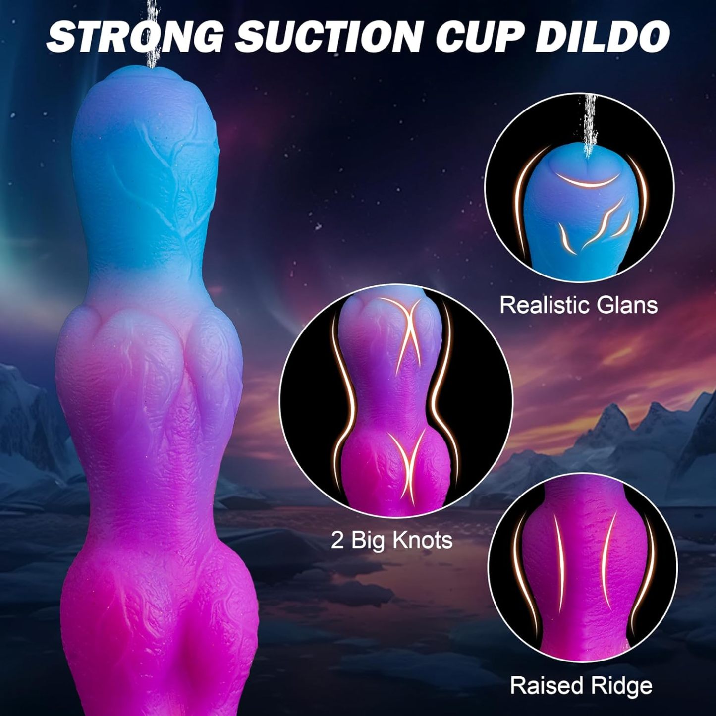 8 Inch Beginner Ejaculation Toy, Cumming Knotted Dildo with Strong Suction Cup for Hands-Free Play, Glow-in-the-Dark Adult Toy for Female G-spot and Prostate