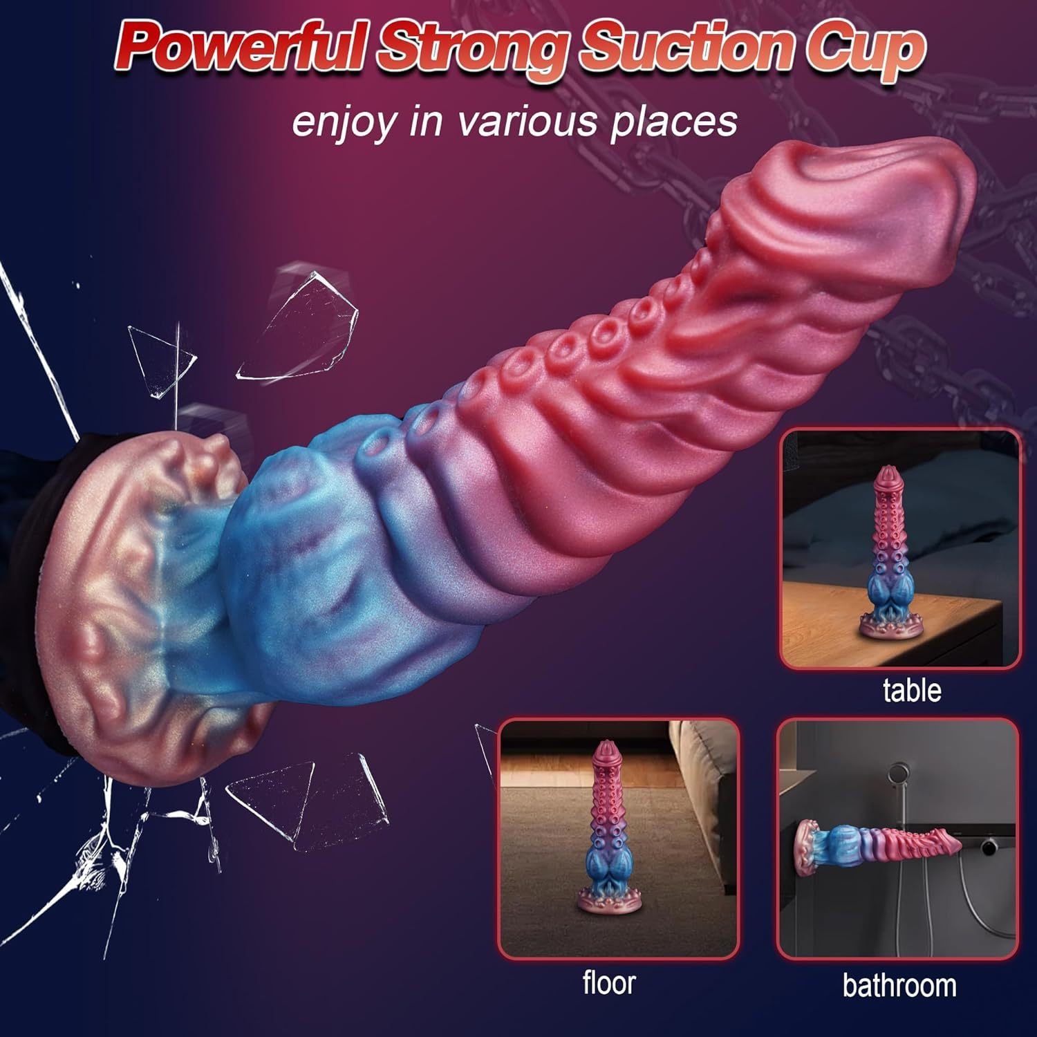 9.75 Inch Huge Fantasy Monster Tentacle Dildo, Big Dragon Horse Thick Knot Giant Big Dog Alien Silicone Knotted Dildo with Suction Cup, Adult Prostate Sex Toy for G-spot Men Women