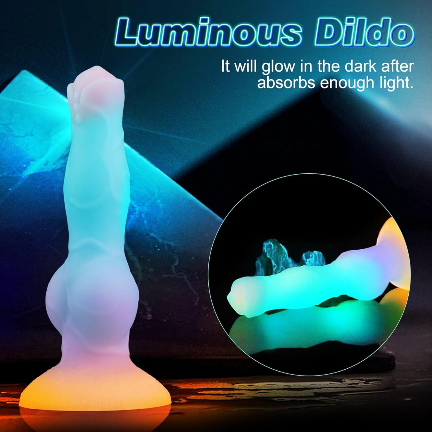 Bio Dildo 8.25 Inch Glow In The Dark Dildo, Fantasy Horse Cock Adult Toy With Dog Knot, Silicone Dragon Sex Toy With Suction Cup, Animal Alien Butt Plug For Men Women Couples