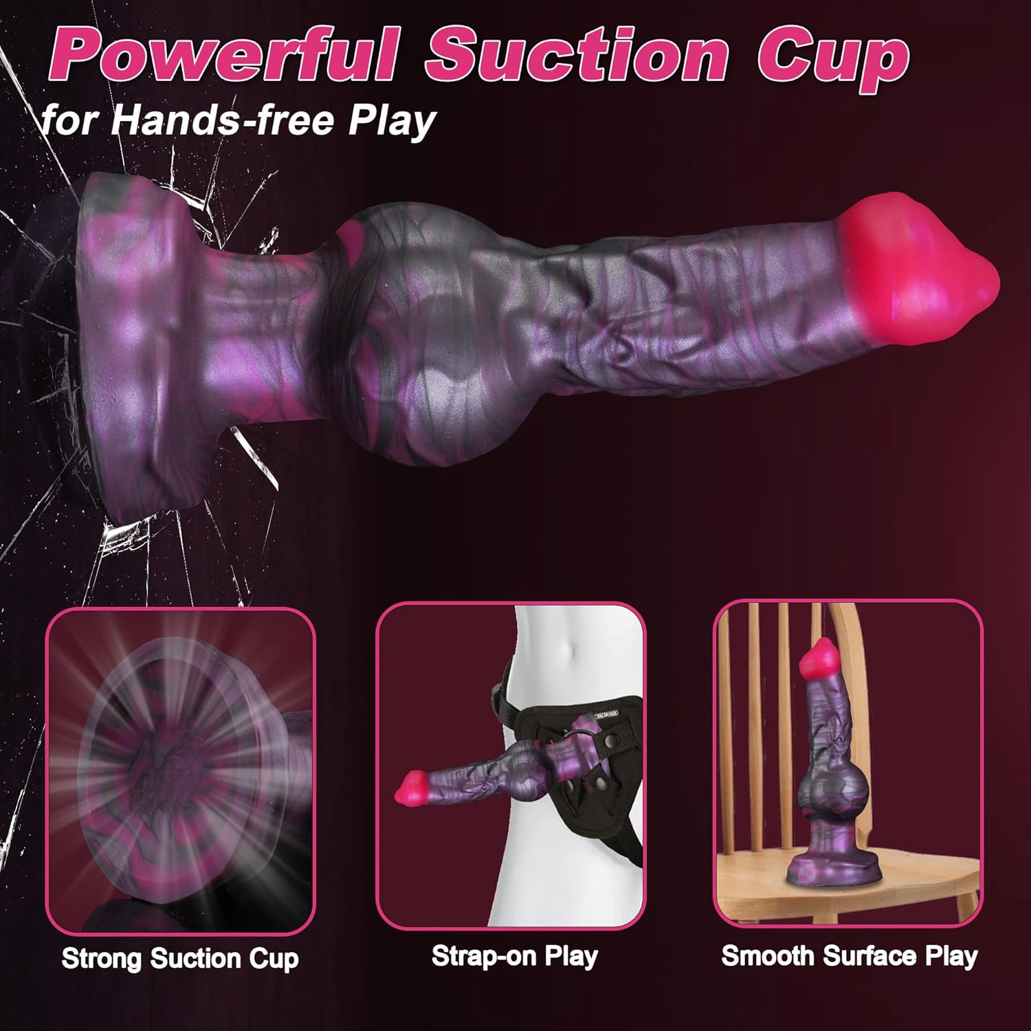 Knot Dildo, 9 Inch Huge Monster Horse Knot Wolf Thick Silicone Dragon Alien Animal Dildo with Suction Cup, Large Butt Plug Adult Sex Toys for Men and Women