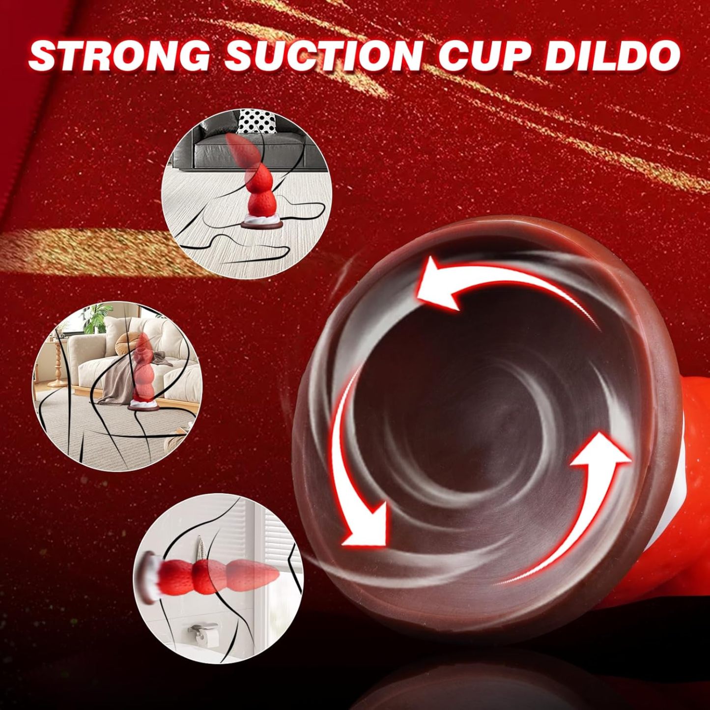8 Inch Strawberry Fantasy Knot Dildo with Strong Suction Cup, Silicone Animal Monster Dildo Cute Big Butt Plug with 3 Knots, Fantasy Sex Toys for Women and Men