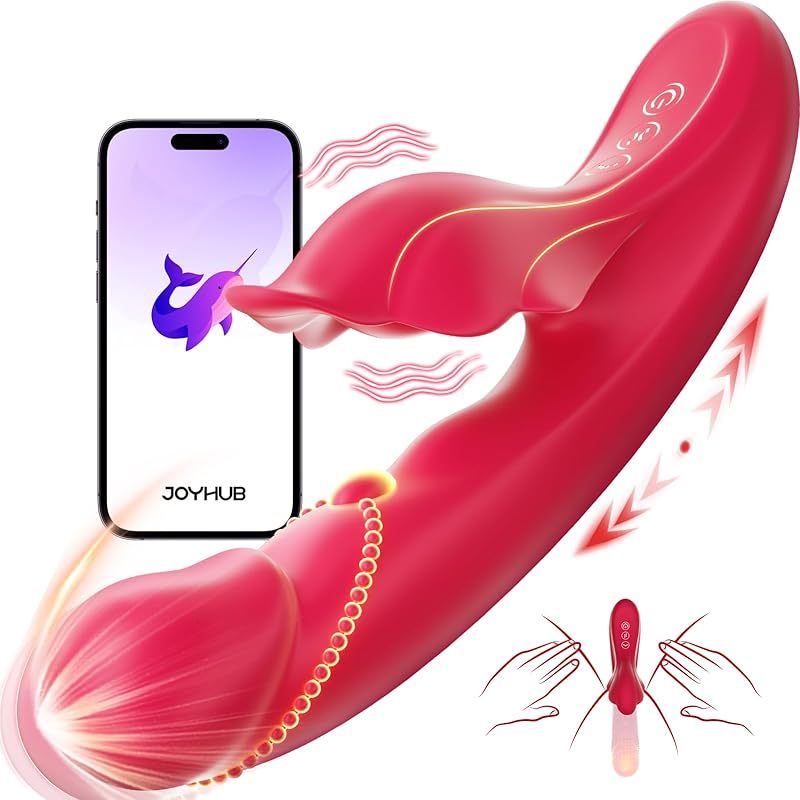 Vibrator Sex Toys for Women - 4IN1 Rabbit Vibrators Adult Toys with 7 Flapping & Vibrating & Tapping Modes, New APP G Spot Anal Thrusting Dildo, Clitoral Vibrater for Female Couples Rose Sex Toy Games