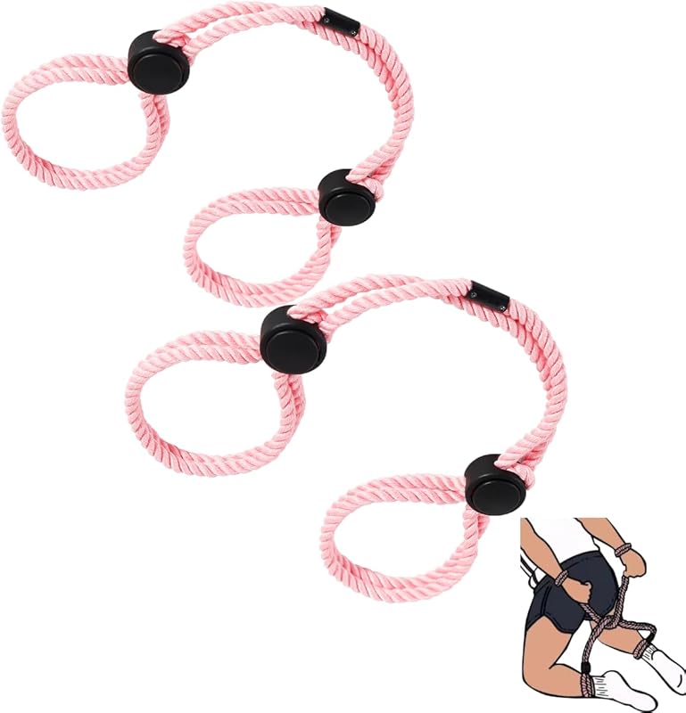 Rope Handcuffs Bracelets 2 Pcs Sex Restraints Ankle Cuffs BDSM Bondage Adjustable Handcuffs Anklets Sex Toys Cotton Ropes Wrist Cuffs Beginner Fetish Adult SM Game for Women (Black)