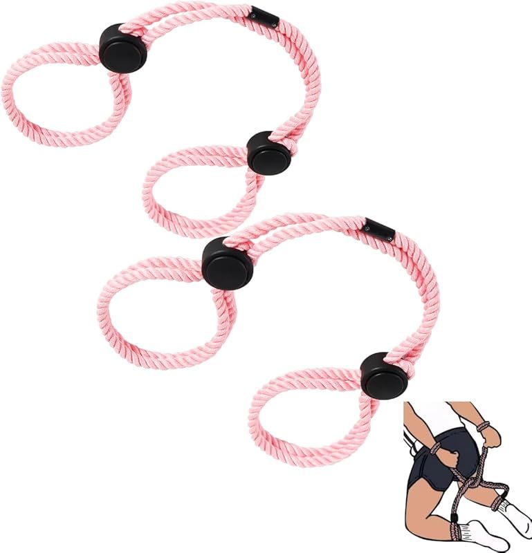 Rope Handcuffs Bracelets 2 Pcs Sex Restraints Ankle Cuffs BDSM Bondage Adjustable Handcuffs Anklets Sex Toys Cotton Ropes Wrist Cuffs Beginner Fetish Adult SM Game for Women (Black)