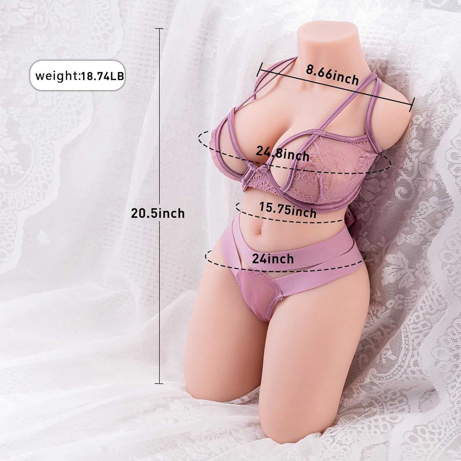 BIG SHOCKED 18.7LB Realistic Sex Doll, Full Size Sex Doll for Men Full Body Sex Doll Torso with Big Boobs Realistic Vagina & Tight Anus Sex Toy Female Life Size Love Sex Dolls Men's Lifesize Sexdoll