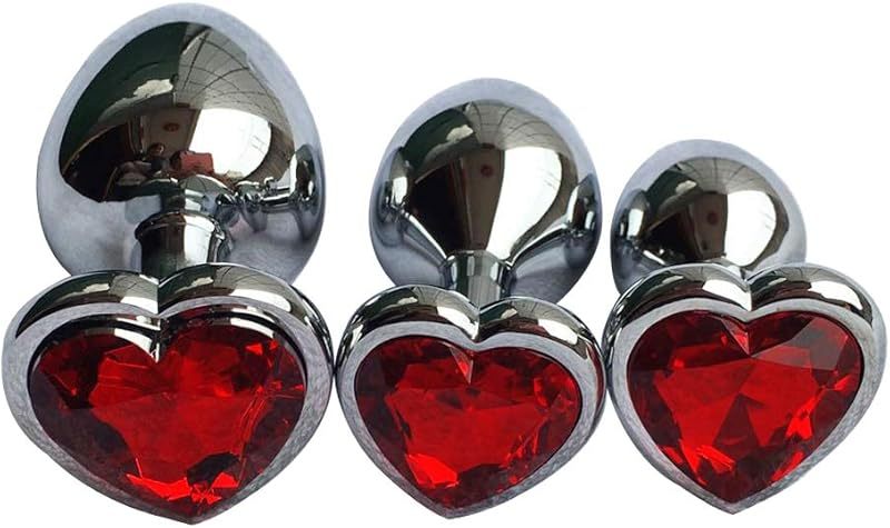 3-piece luxury metal anal toy gemstone butt plug set