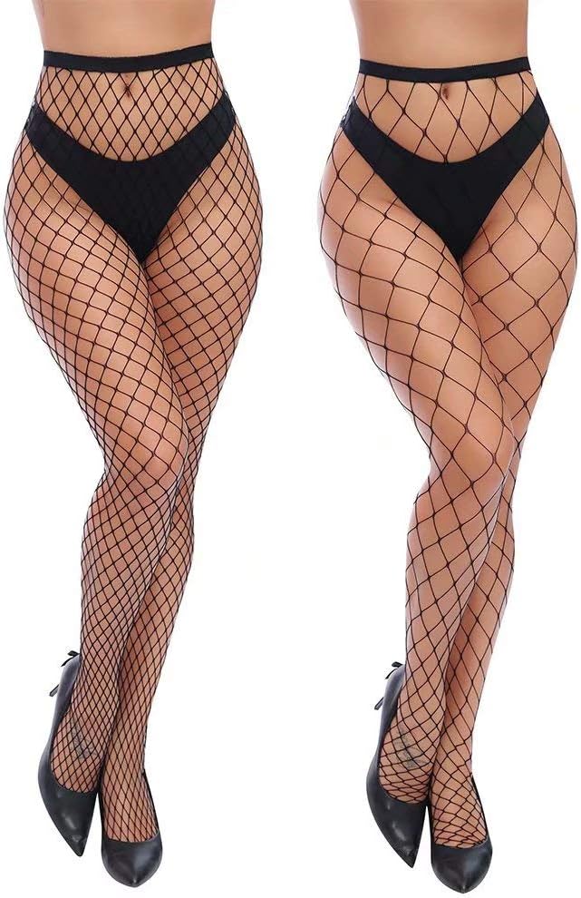 Charmnight Women's High-Waisted Leggings and Fishnet Stockings