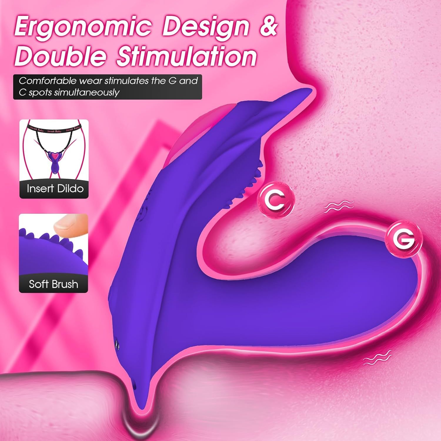 Panty Wearable Vibrator Insert Dildo Womens Sex Toys with 9 Vibrations, APP Control Adult Sex Toys for Couples Vibrater, G Spot Butterfly Vibrators Female Sex Toy Sexual Pleasure Tools for Women