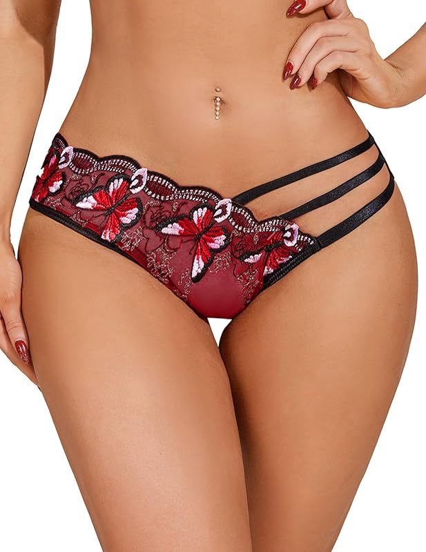 Women's Sexy Butterfly Embroidered Mesh Panty Set