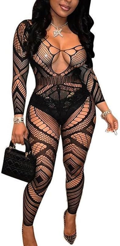 Buitifo Womens Fishnet Bodystocking Plus Size Crotchless Bodysuit Sexy Tights Soft Nightwear Lingerie