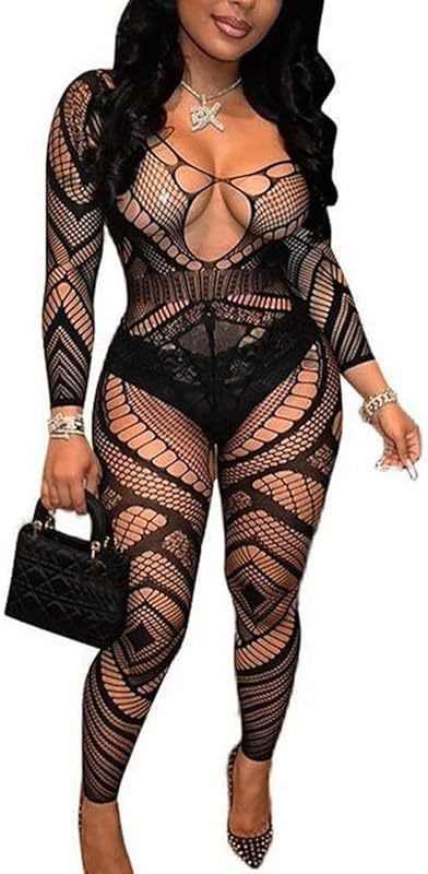 Buitifo Womens Fishnet Bodystocking Plus Size Crotchless Bodysuit Sexy Tights Soft Nightwear Lingerie