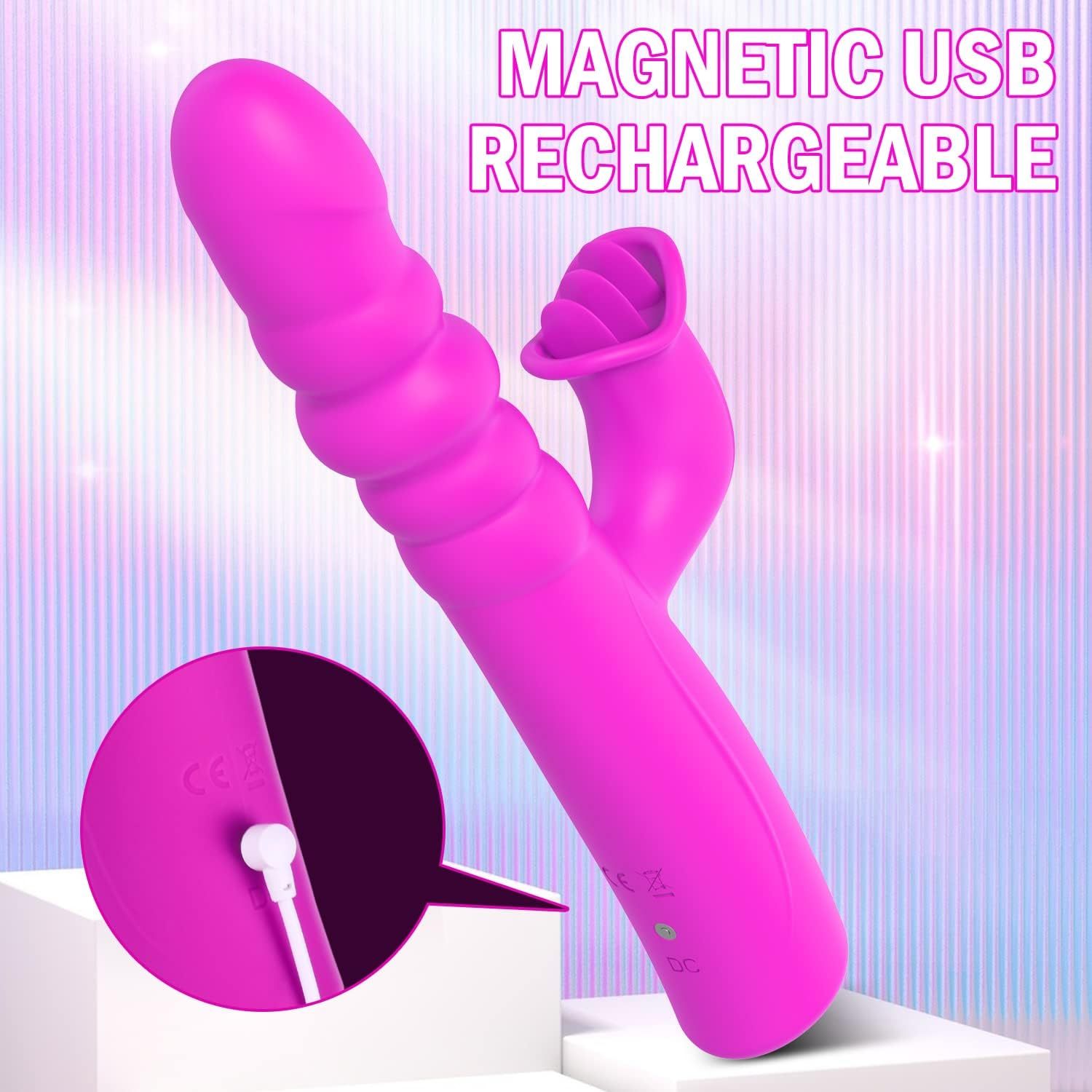 Thrusting Vibrator for Female Sex Toy G Spot Clitoral Vibrators Adult Toys for Women CouplesThrusting Dildo with 8 Rotating Vibrating Telescopic Modes