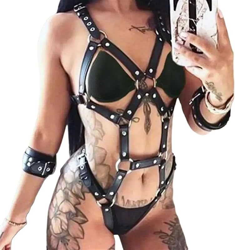 Belts PU Leather Body Chain Waist Belt BDSM Lingerie Bondage Bodysuit Harness Lingerie Goth Bondage Lingerie