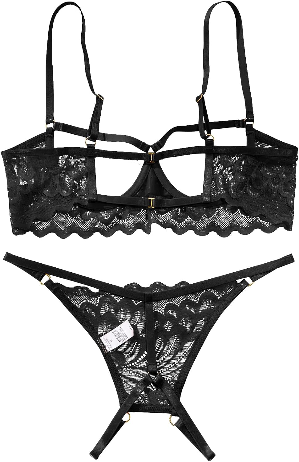Lilosy Sexy Underwire Floral Lace Sheer Lingerie Set for Women See Through Bra and Panty 2 Piece