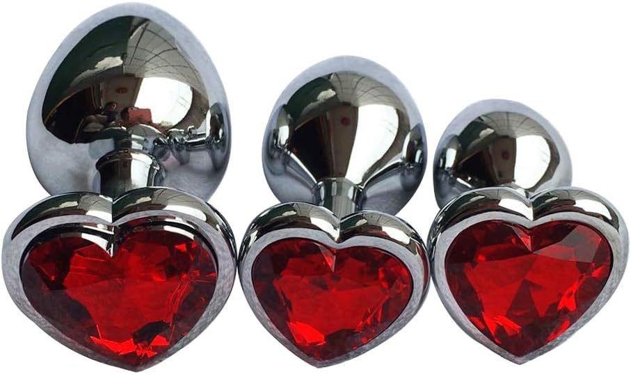 3-piece luxury metal anal toy gemstone butt plug set