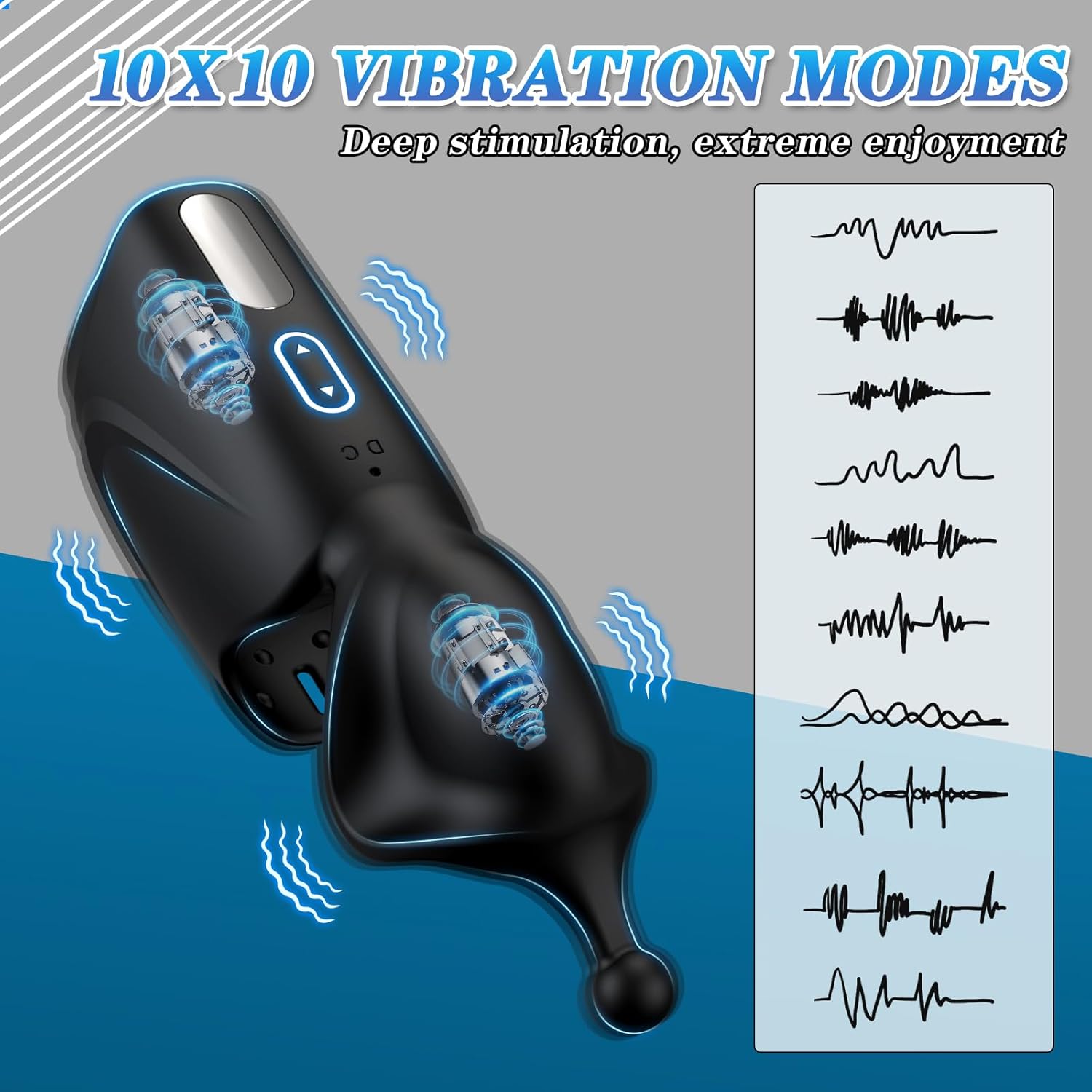 Multipurpose male masturbator with 10 vibrations, rechargeable for male sex toys
