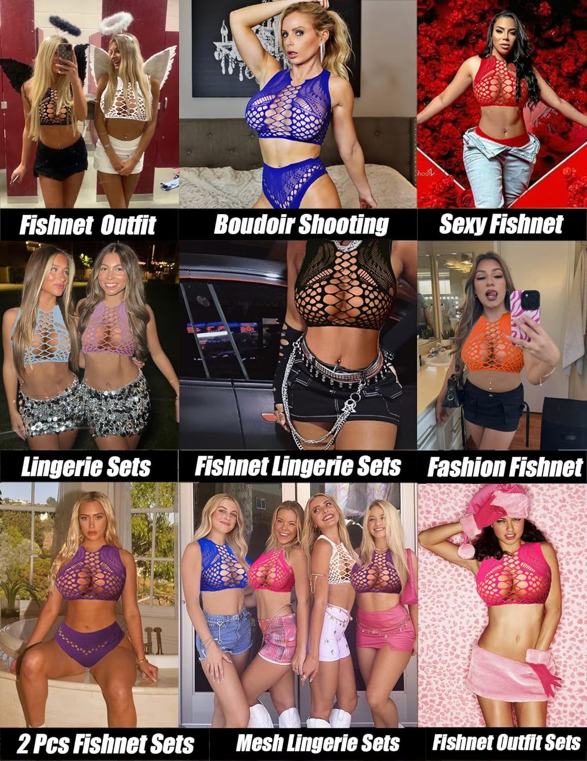 Fishnet for women sexy two piece stripper costume