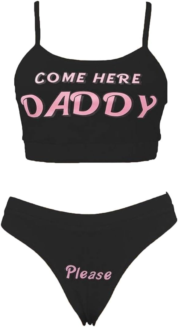 Sexy ladies come here daddy suspender underwear set 2 pieces